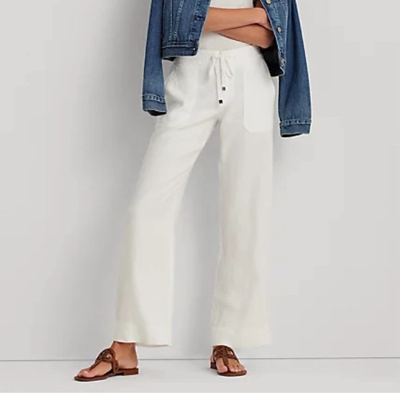 Lauren Ralph Lauren Pants - Ralph Lauren 100% Linen Wide Leg White Pants Size 6